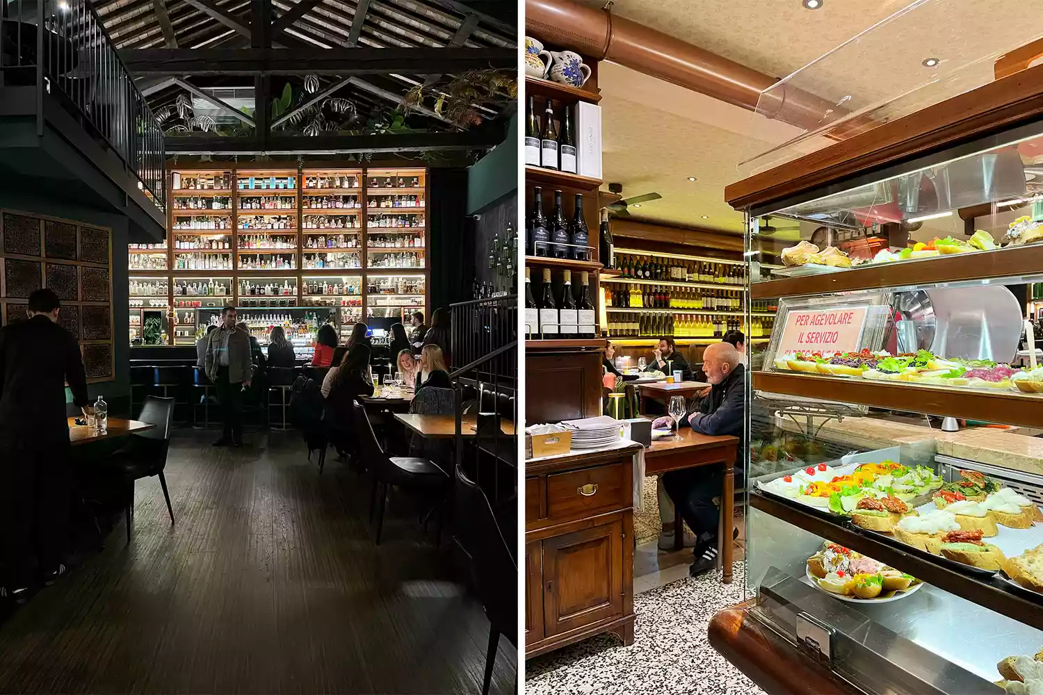 Cozy and stylish bar interiors in Verona including Romeo Cocktail Bar and Caffè Monte Baldo.